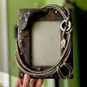 VTG Western 3D Cowboy Horse Lasso Rustic Cottagecore Cabin Picture Frame Art
